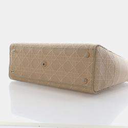 مملوكة مسبقًا حقيبة كريستيان ديور كبيرة مطرزة قماش كاناج ليدي دي-لايت