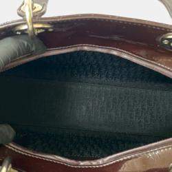 مملوكة مسبقًا Dior Brown Large Patent Cannage Lady Dior