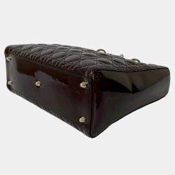 مملوكة مسبقًا Dior Brown Large Patent Cannage Lady Dior