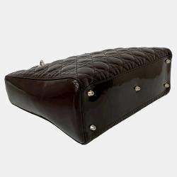 مملوكة مسبقًا Dior Brown Large Patent Cannage Lady Dior