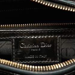 Pre Owned حقيبة يد ديور ليدي ديور كبيرة جلد مفرغ أسود لامع