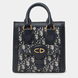 Pre Owned حقيبة يد صغيرة كريستيان ديور قماش/جلد أوبليك بحري مع حزام
