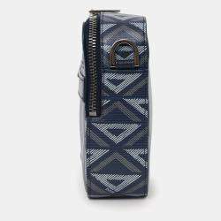 مملوكة مسبقًا Christian Dior 2023 Navy Coated Canvas CD Diamond Safari Messenger