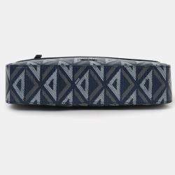 مملوكة مسبقًا Christian Dior 2023 Navy Coated Canvas CD Diamond Safari Messenger