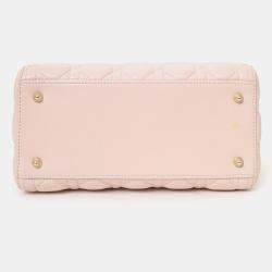 Pre Owned Christian Dior 2017 Pink Leather Medium Lady Dior Bag With Strap