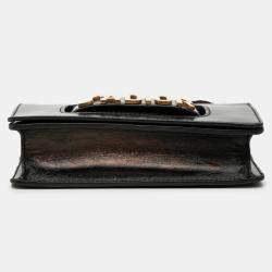 Pre Owned حقيبة فلاب ديور جلد أسود سلسلة جادور