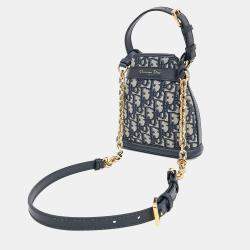 Pre Owned Dior Beige, Navy Blue Canvas Christian Dior C Dior Small