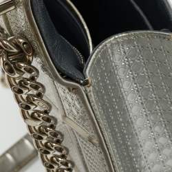 Pre Owned حقيبة ديوراما ديور جلد براءات رمادي ميكروكاناج كبير الحجم