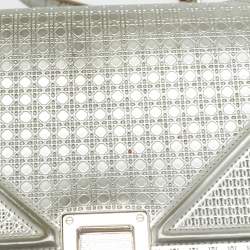 Pre Owned حقيبة ديوراما ديور جلد براءات رمادي ميكروكاناج كبير الحجم