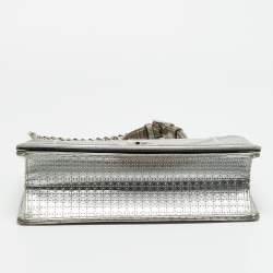 Pre Owned حقيبة ديوراما ديور جلد براءات رمادي ميكروكاناج كبير الحجم