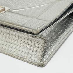 Pre Owned حقيبة ديوراما ديور جلد براءات رمادي ميكروكاناج كبير الحجم