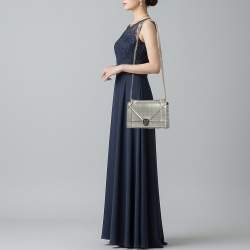 Pre Owned حقيبة ديوراما ديور جلد براءات رمادي ميكروكاناج كبير الحجم