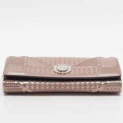 مملوكة مسبقًا Dior Diorama Metallic Pink Cannage Leather Continental Wallet