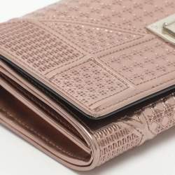  مملوكة مسبقًا Dior Diorama Metallic Pink Cannage Leather Continental Wallet