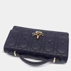 مملوكة مسبقًا حقيبة يد ديور ماي ديور صغيرة جلد أسود