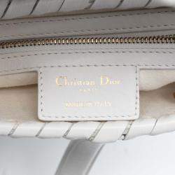 Pre Owned Dior White Calfskin Whipstitch Saddle Bag