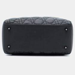 Pre Owned Dior Black Anselm Reyle Medium Lambskin Cannage Lady Dior