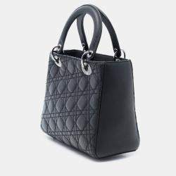 Pre Owned Dior Black Anselm Reyle Medium Lambskin Cannage Lady Dior