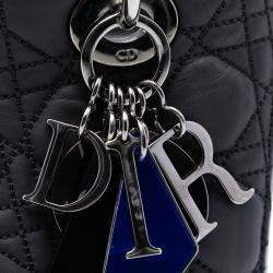 Pre Owned Dior Black Anselm Reyle Medium Lambskin Cannage Lady Dior