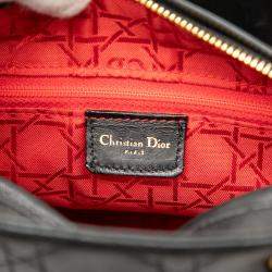 Pre Owned Dior Black Medium Lambskin Cannage Lady Dior