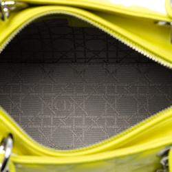 Pre Owned Dior Yellow Medium Lambskin Cannage Lady Dior
