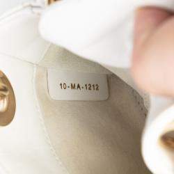 Pre Owned Dior White Micro Lambskin Cannage Lady Dior