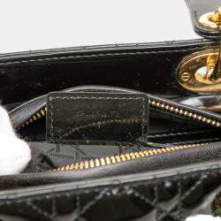 Pre Owned Dior Black Medium Patent Cannage Lady Dior