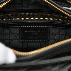 Pre Owned Dior Black Medium Patent Cannage Lady Dior