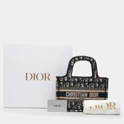 Pre Owned حقيبة ديور بوك توت صغيرة قماش أزرق مائل