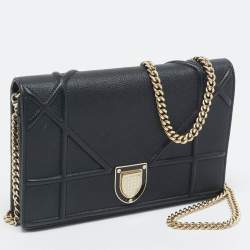 مملوكة مسبقًا محفظة ديور ديوراما جلد كاناج أسود على سلسلة