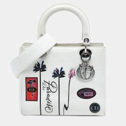 Pre Owned Dior White Medium Lambskin Paradise Lady Dior