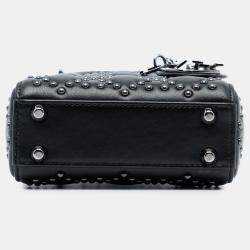 Pre Owned حقيبة ديور ليدي ديور مرصعة سوداء جلد حمل صغير مرن ديور