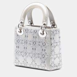 مملوكة مسبقًا Dior Mini Satin Cannage Strass Crystal Embellished Lady Dior