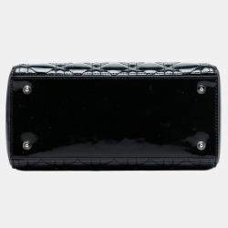 مملوكة مسبقًا حقيبة ديور السوداء المتوسطة ليدي ديور الجلدية كاناج