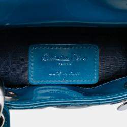 Pre Owned Dior Blue Mini Patent Cannage Lady Dior