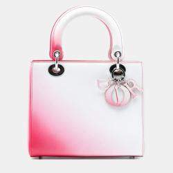 مملوكة مسبقًا شنطة ديور ليدي ديور أبيض متوسط جلد عجل متدرج اللون