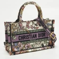 مملوكة مسبقًا حقيبة يد توتس ديور بوك مطرز قماش فلوريجيو صغير متعددة الألوان