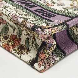 مملوكة مسبقًا حقيبة يد توتس ديور بوك مطرز قماش فلوريجيو صغير متعددة الألوان