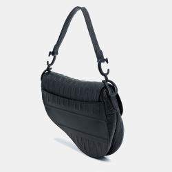 مملوكة مسبقًا Dior Black Oblique Embossed Calfskin Saddle Bag