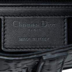 مملوكة مسبقًا Dior Black Oblique Embossed Calfskin Saddle Bag