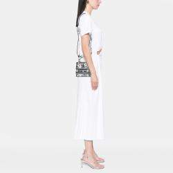 Pre Owned Dior White Mini Embroidered Canvas Plan de Paris Lady D Lite