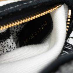 Pre Owned Dior Black White Mini Embroidered Canvas Plan de Paris Lady D Lite