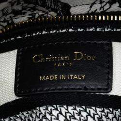 Pre Owned Dior Black White Mini Embroidered Canvas Plan de Paris Lady D Lite