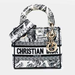 مملوكة مسبقًا Dior Black White Mini Embroidered Canvas Plan de Paris Lady D Lite