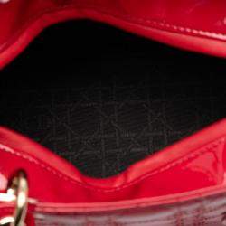 Pre Owned Dior Red Medium Patent Cannage Lady Dior