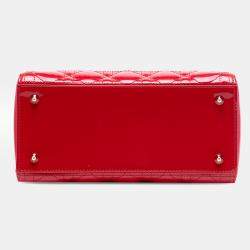 Pre Owned Dior Red Medium Patent Cannage Lady Dior