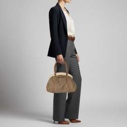 Pre Owned Dior My Dior Frame Beige Diorissimo Canvas Satchel