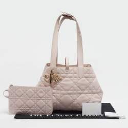 مملوكة مسبقًا حقيبة يد توتس ديور توجور متوسطة كاناج جلد بيج/أسود