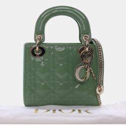 Pre Owned Dior Green Mini Patent Cannage Lady Dior