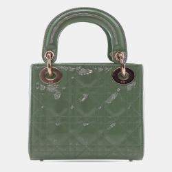 Pre Owned Dior Green Mini Patent Cannage Lady Dior